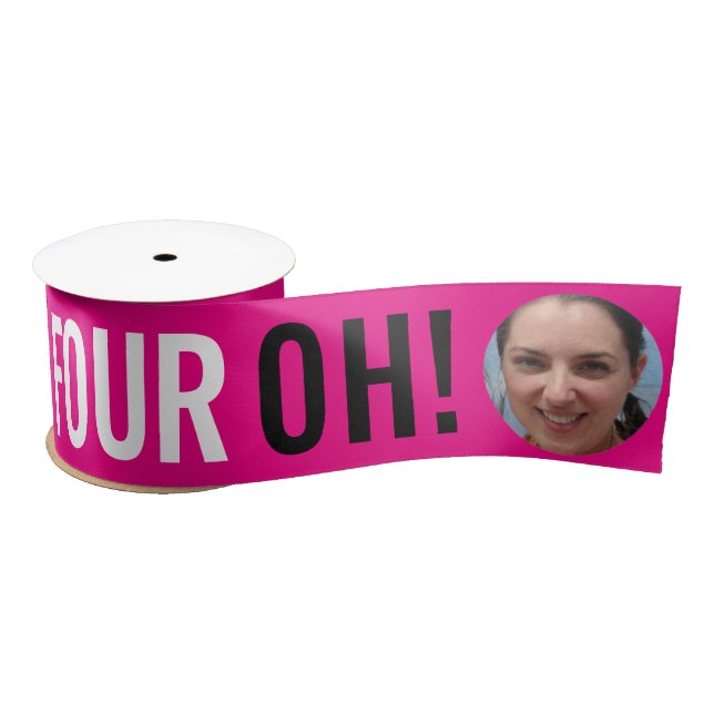 Ruban En Satin Big Four OH ! trois photos rose anniversaire (Bobine)