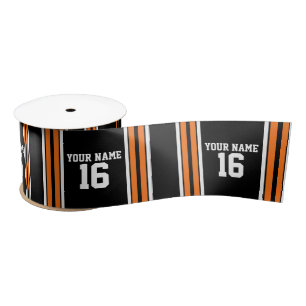 Ruban En Satin Black avec Orange White Stripes Team Jersey