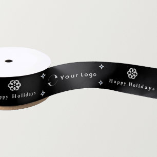 Ruban En Satin Black Modern Christmas Business Logo Entreprise Pe