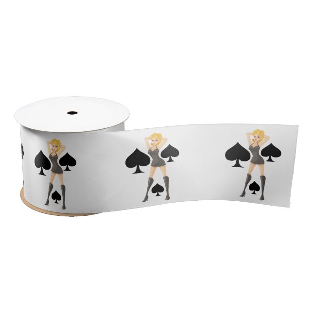 Ruban En Satin Black Spades Blonde Queen Thunder_Cove (Bobine)