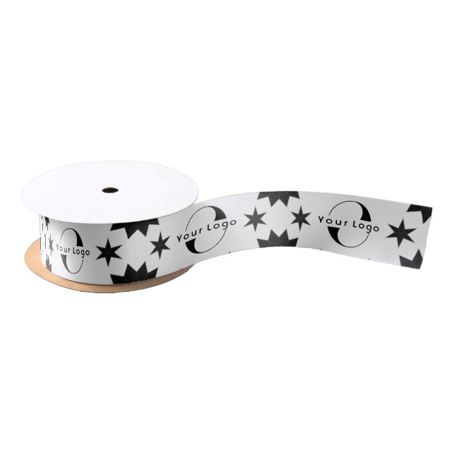 Ruban En Satin Black White Star Business logo (Bobine)