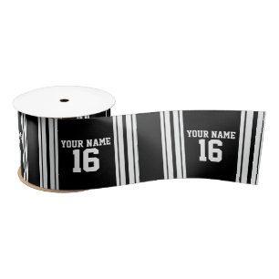 Ruban En Satin Black White Team
