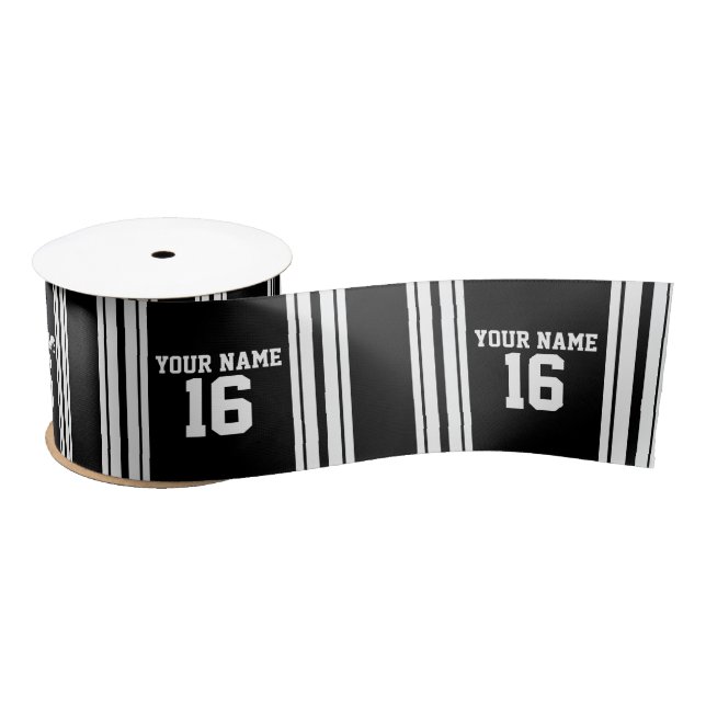 Ruban En Satin Black White Team (Bobine)