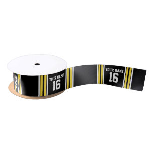 Ruban En Satin Black with Yellow White Strips Team Jersey