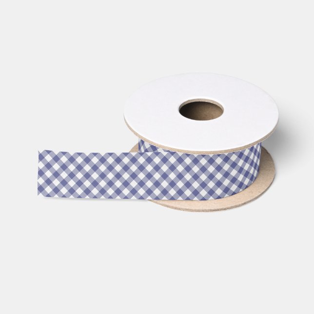 Ruban En Satin Blanc Gingham Chic Démodé Violet Bleu Foncé Violet (Bobine)