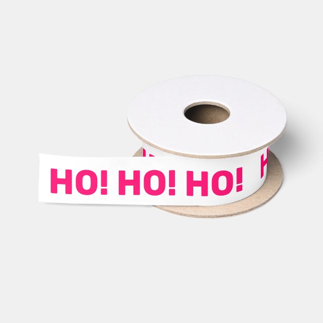 Ruban En Satin Blanc Rose Ho Ho Ho ! Noël (Bobine)