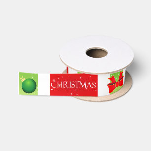 Ruban En Satin Blanc rouge et vert Joyeux Noël