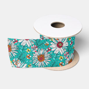 Ruban En Satin Blanc Turquoise Jaune orange Rouge Fleurs de margu