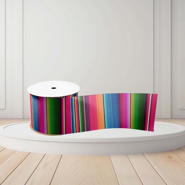 Ruban En Satin Blanche mexicaine Fiesta Stripes Serape traditionn (Créateur téléchargé)