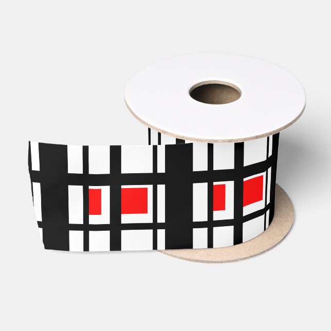 Ruban En Satin Blancs rouges et noirs (Bobine)