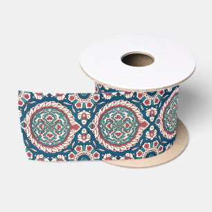 Ruban En Satin Bleu blanc rouge Turquoise Oriental Azulejo Motif