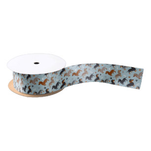 Ruban En Satin Bleu de Dachshund Paws et Bones Motif