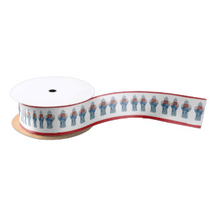 Ruban En Satin Bleu de Noël et jarre de gingembre blanc peint à