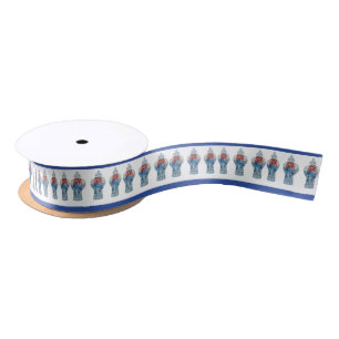 Ruban En Satin Bleu de Noël et jarre de gingembre blanc peint à