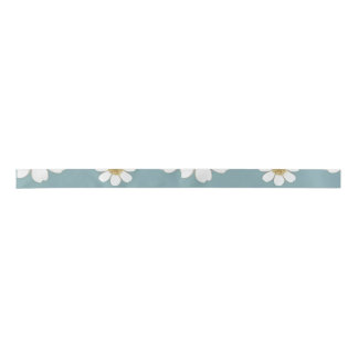 Ruban En Satin Bleu d'oeuf de canard avec marguerites