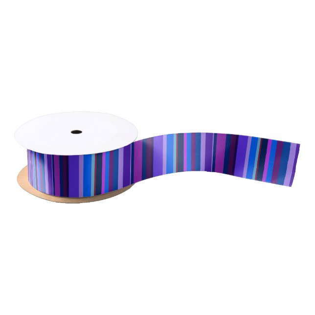 Ruban En Satin Bleu et violet bandes verticales (Bobine)