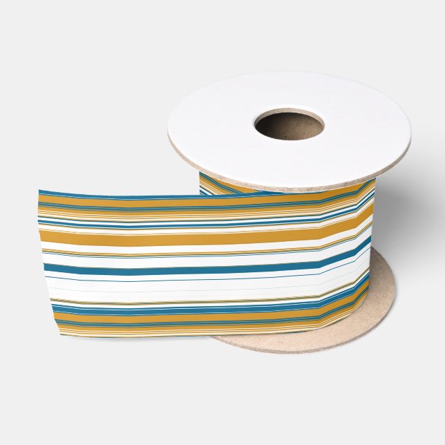 Ruban En Satin Bleu jaune et blanc (Bobine)