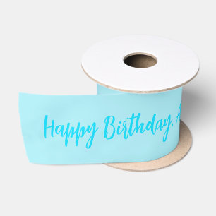 Ruban En Satin Bleu Joyeux Anniversaire Nom Personnalisé