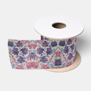 Ruban En Satin Bleu Lune Rose Floral Satin Ribbon cadeau