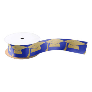 Ruban En Satin Bleu marine de la feuille d'or   de Faux de