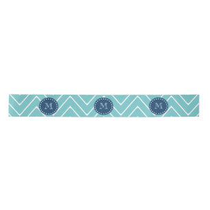 Ruban En Satin Bleu marine, motif turquoise   de Chevron votre