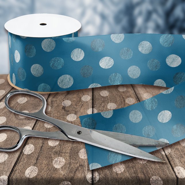 Ruban En Satin Bleu Pois moderne & élégant Noël (Créateur téléchargé)