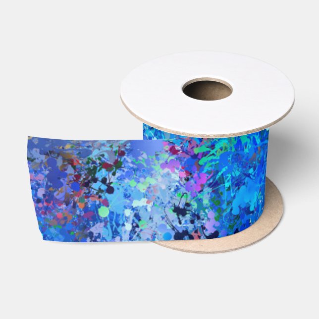 Ruban En Satin Bleu rose Turquoise gouttes Abstraction (Bobine)