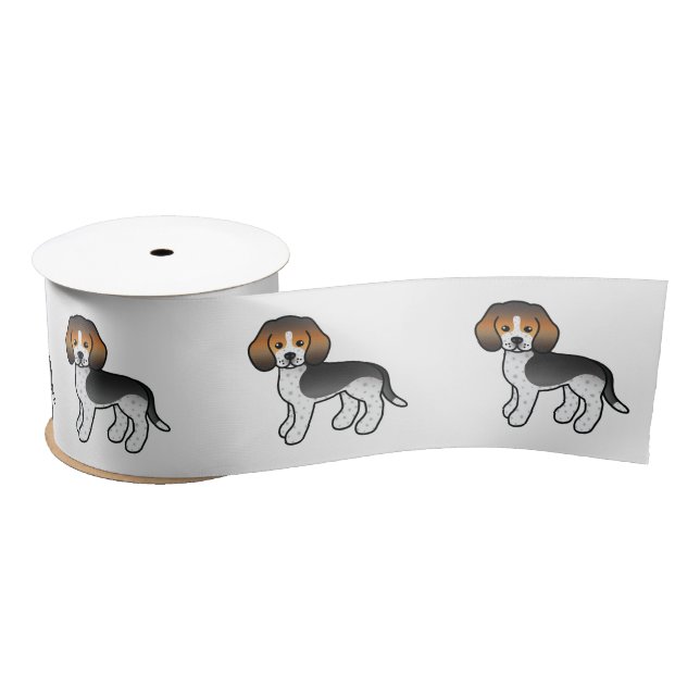 Ruban En Satin Bleu Ticked Beagle mignon Dessin Dessin (Bobine)