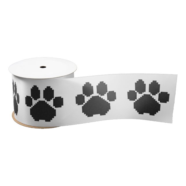 Ruban En Satin Blocs de construction d'empreintes de chien noir (Bobine)