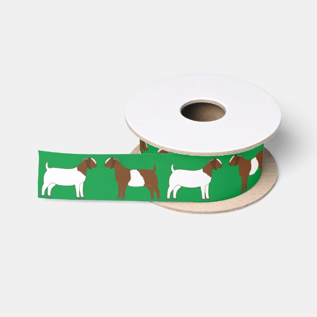 Ruban En Satin Boer Chèvre Farm Green (Bobine)