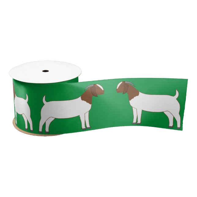 Ruban En Satin Boer Chèvre Farm Green (Bobine)