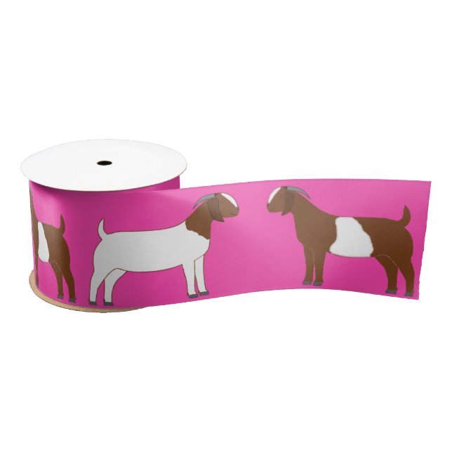Ruban En Satin Boer Chèvre ferme rose (Bobine)