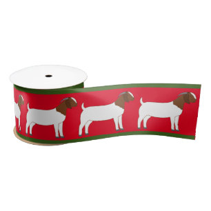 Ruban En Satin Boer Goat Farm Vacances rouge et verte