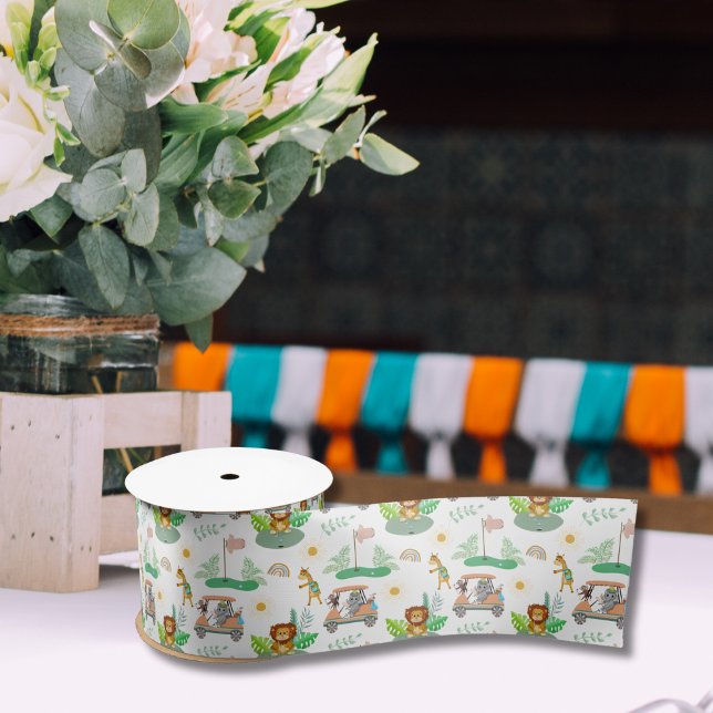 Ruban En Satin Boho Baby Elephant, Singe, Lion Golf Baby Motif (Créateur téléchargé)