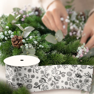 Ruban En Satin Boho Été Floral Miel Abeille Motif blanc mignonne