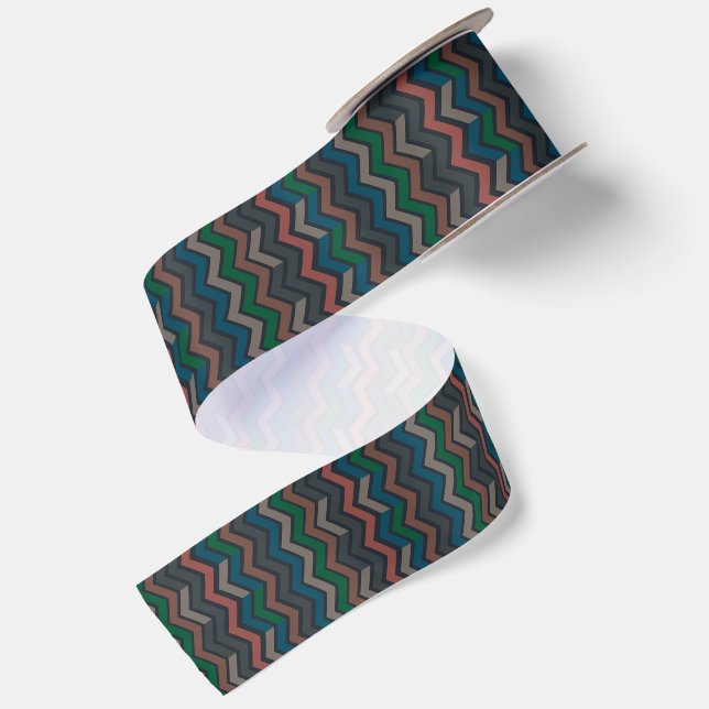 Ruban En Satin Bois sombre Terre Zigzag Chevron  (Dos)