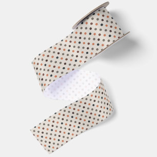 Ruban En Satin Bois Tons Terre Clair Motif Points Polka Design