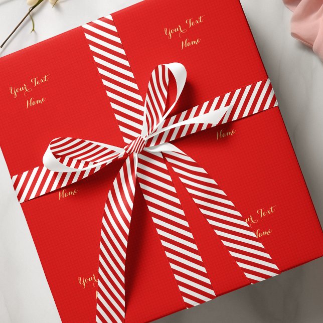 Ruban En Satin Bonbons de Noël Rouge Blancs Classique Enveloppeme (Christmas Candy Red White Stripes Classy Gift Wrap Satin Ribbon)