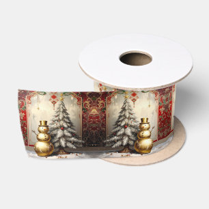 Ruban En Satin Bonhomme de neige en satin doré pour arbre de Noël