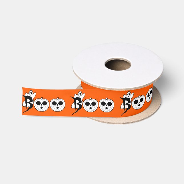 Ruban En Satin Boo ! Ruban Halloween Ghost Satin (Bobine)
