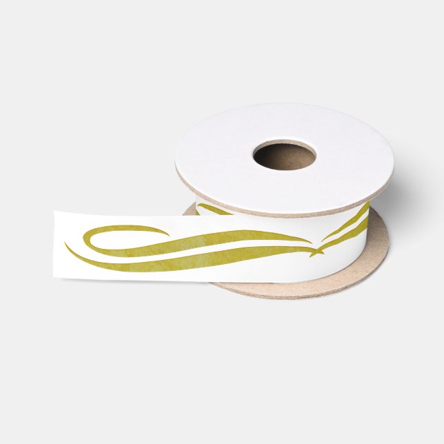 Ruban En Satin Bordure d'or - Ornement III + votre couleur de dos (Bobine)