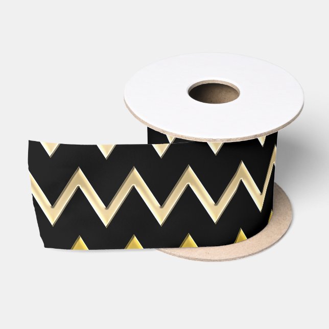 Ruban En Satin Bordure d'or - zigzag + votre dos et vos idées (Bobine)