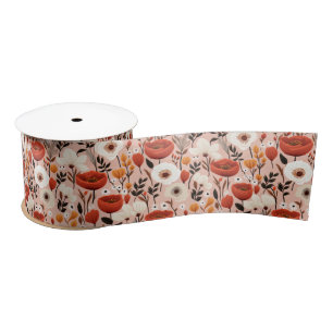 Ruban En Satin Botanique Boho Automne Fleur sauvage Meadow Motif