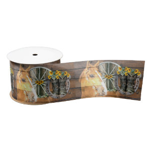 Ruban En Satin Bottes de cow-boy de la roue Western Horse Wagon