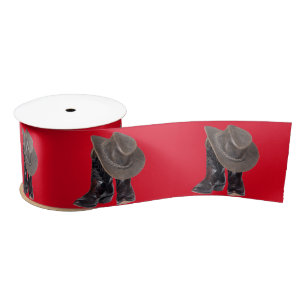 Ruban En Satin Bottes et casquette de cowboy