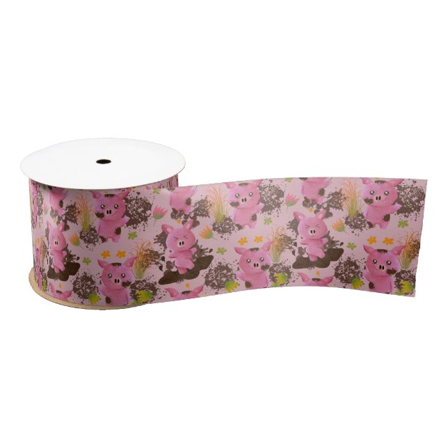 Ruban En Satin Boue Bath Piggy (Bobine)