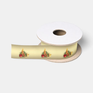 Ruban En Satin Bougie de Noël dorée