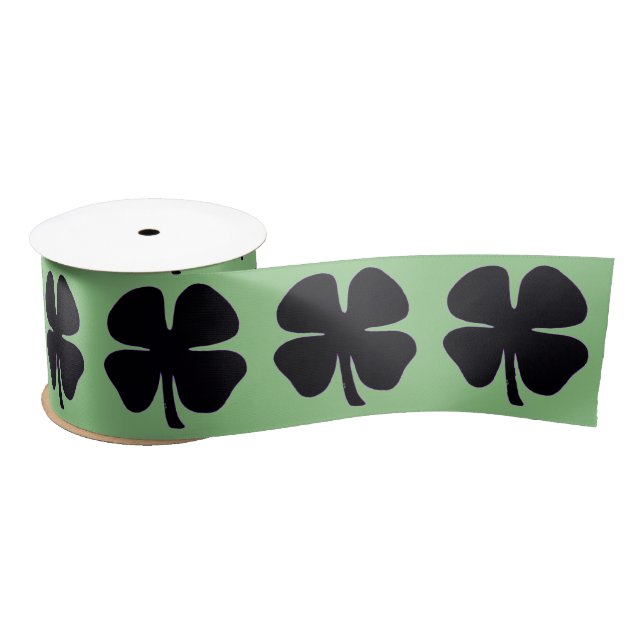 Ruban En Satin Boule de ruban vert Clover noir (Bobine)