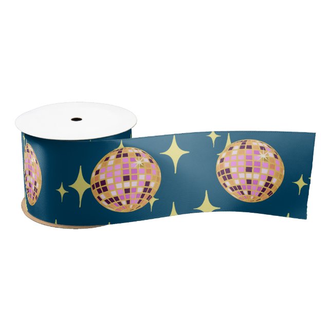 Ruban En Satin Boule Disco Moderne Bleu (Bobine)