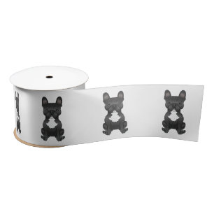 Ruban En Satin Bouledogue français noir et blanc Chien de dessin